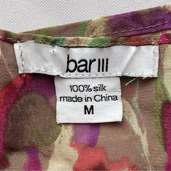 Bar III Pink Floral Strappy Silk Mini Dress Size Medium - Picture 9 of 12